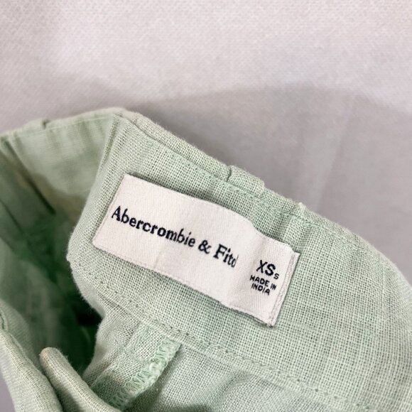 Abercrombie & Fitch Green High Rise Pleat Front Wide Leg Linen Pants Size XS - Picture 4 of 8